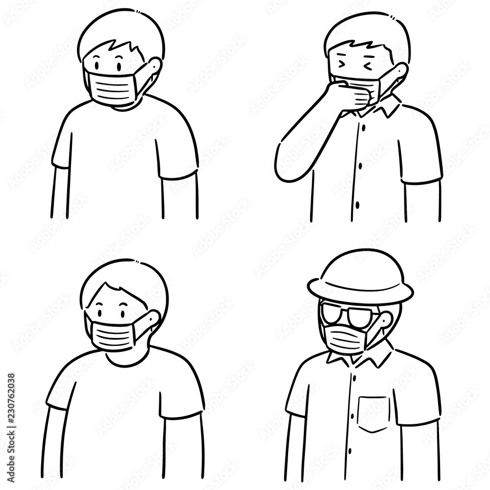 vector set of people using medical protective mask vector set of people using medical protective mask