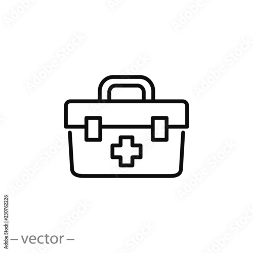 first aid kit icon, medical box linear sign on white background - editable vector illustration eps10