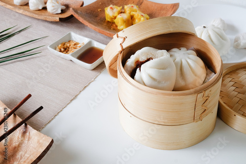 Set of Dim sum Enjoying traditional Chinese dumpling.