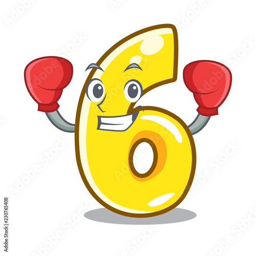 Boxing character number six on brick wall