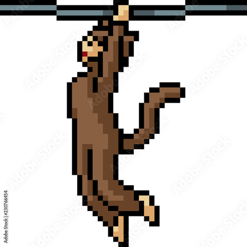 vector pixel art monkey show