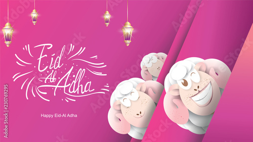 Eid al-Adha handwritten design with fun concept and pastel color