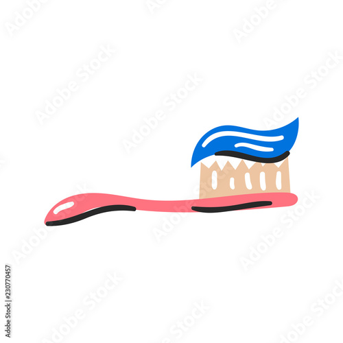 Set with cute toothbrush, cartoon characters, oral dental hygiene, set, collection, vector.