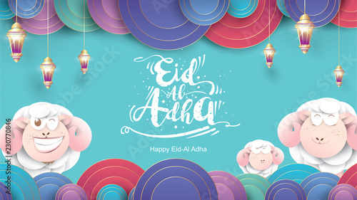 Eid al-Adha handwritten design with fun concept and pastel color