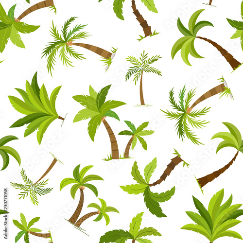 Palm trees seamless background. Beautiful vector palma tree textile vector illustration.