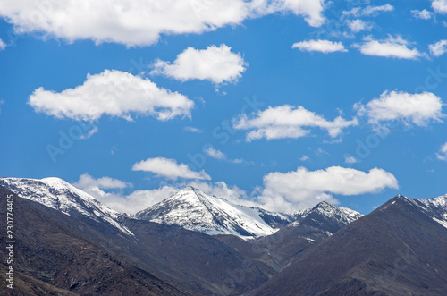 Desert and mountain over blue sky and white clouds on altiplano © abelardd