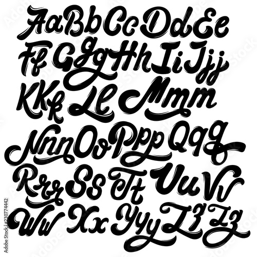 Vector handwritten calligraphic  font with vintage texture. Type for card, poster, banner, print for t-shirt.