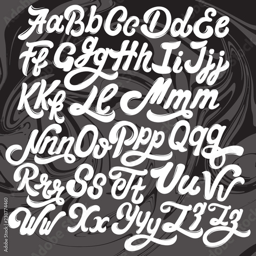 Vector handwritten calligraphic  font with vintage texture. Type for card, poster, banner, print for t-shirt.