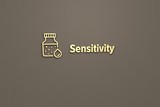 Text Sensitivity with yellow 3D illustration and brown background