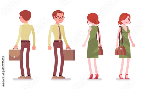 Male and female clerk standing
