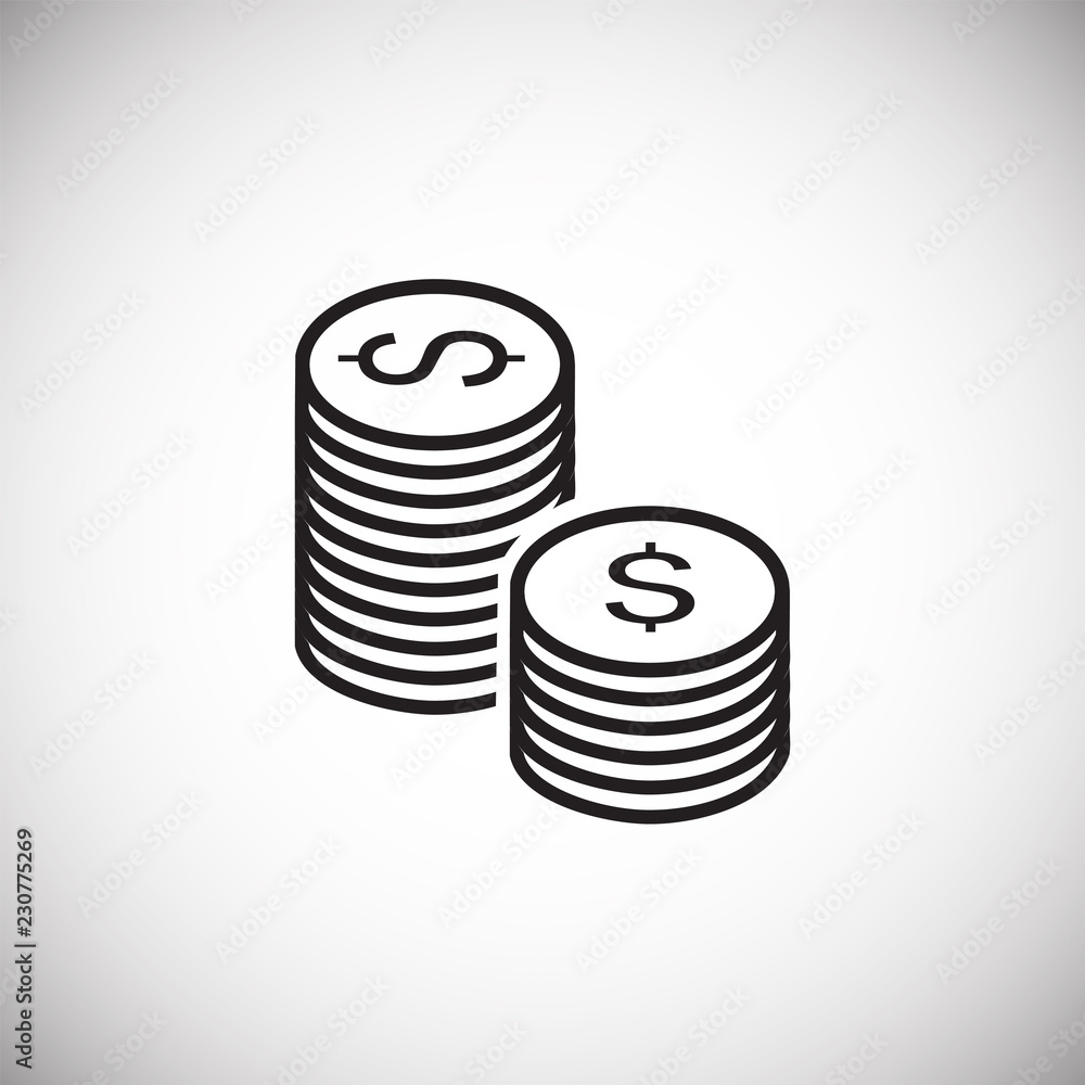 Cash money coins thin line on white background icon Cash money coins thin line on white background icon
