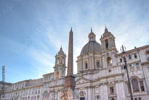 Photography Rome, Navona square (Piazza Navona) church of St Agnese and fountain of the four