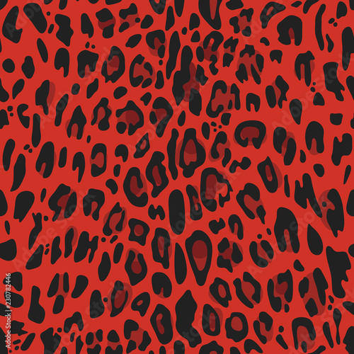 Seamless pattern with red leopard print