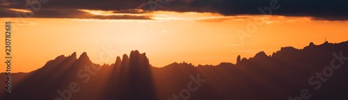 Amazing sunset panorama over Montserrat as seen from Sant Llorenc del Munt photo