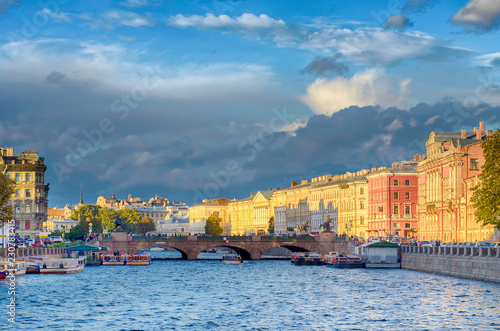 Wallpaper Mural Summer landscape.The Anichkov Bridge across the Fontanka River in summer sunny day. Saint Petersburg, Russia. Torontodigital.ca