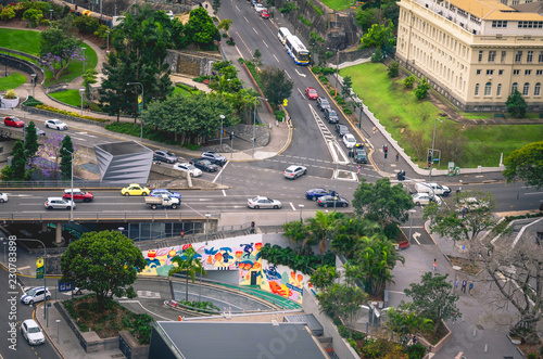 Traffic in the city center of Brisbane, Australia