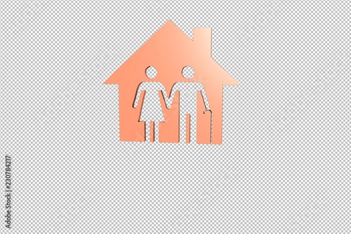 3D illustration of Retire, red color with transparent background.