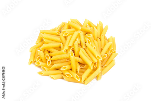 a pile of pasta on a white background