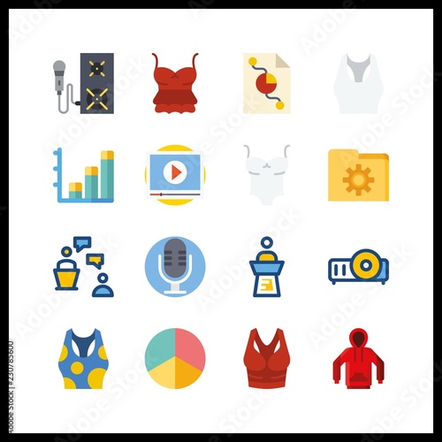 presentation icon. tank top and lecture vector icons in presentation set. Use this illustration for presentation works.