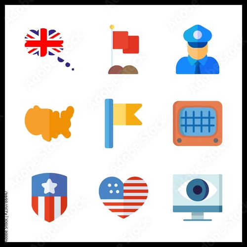 government icons set. blue, united, architecture and water graphic works