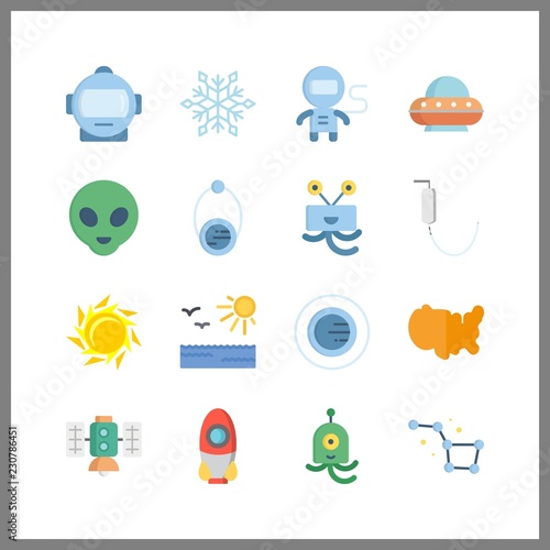 16 star icon. Vector illustration star set. snowflake and united states icons for star works
