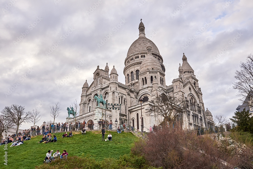 PARIS, FRANCE -APRIL 7, 2018:  The Basilica of the Sacred Heart of Paris (Sacre-Cueur)