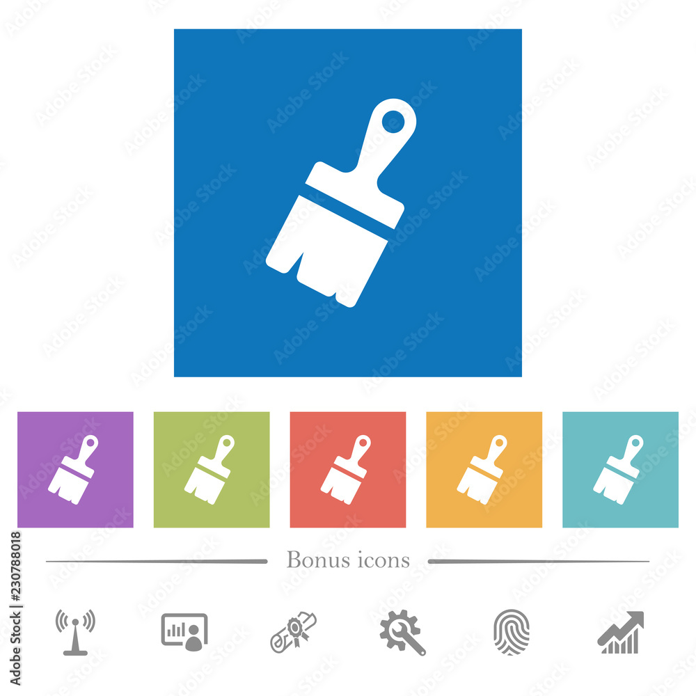 Paste with brush flat white icons in square backgrounds Paste with brush flat white icons in square backgrounds