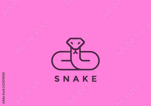 Snake Logo silhouette vector design Linear geometric. Viper icon
