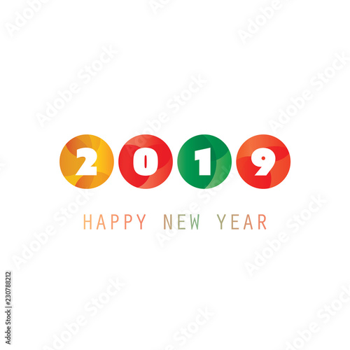 Simple Colorful New Year Card, Cover or Background Design Template - 2019