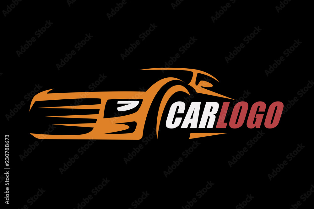 Car symbol logo template, stylized vector silhouette