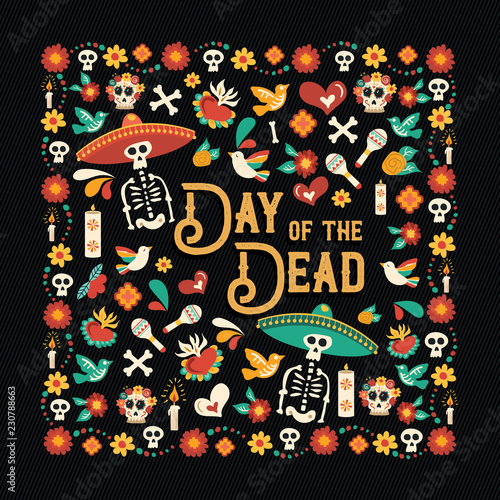 Day of the dead mexican celebration greeting card