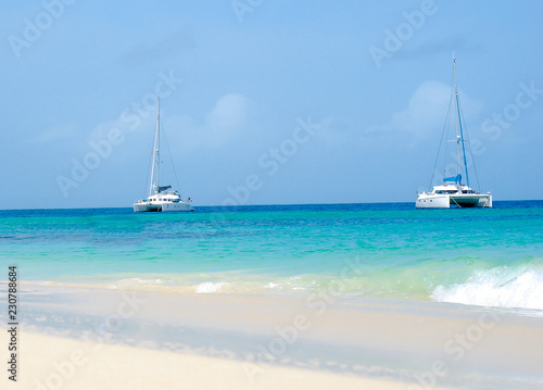 Boats in the caribbean sea, paradise, turquoise water