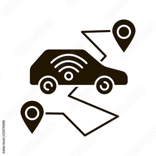 Self driving car glyph icon