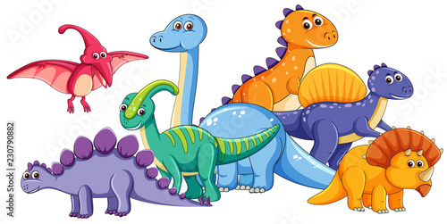 Group of cute dinosaur