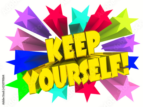 Keep Yourself slogan. Golden text with vivid stars. 3d render