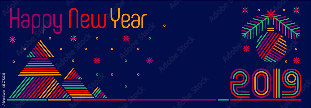 Obraz premium Vector Christmas Tree Stripes happy new year-2019_horizontal long