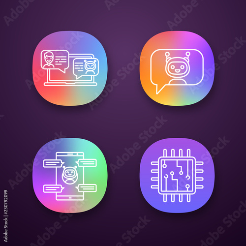 Chatbots app icons set