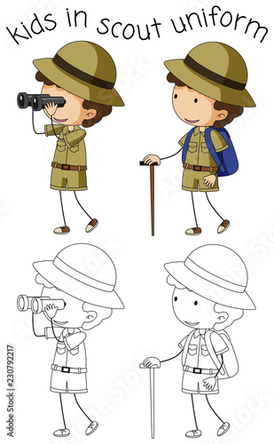 Boy scout character on white background