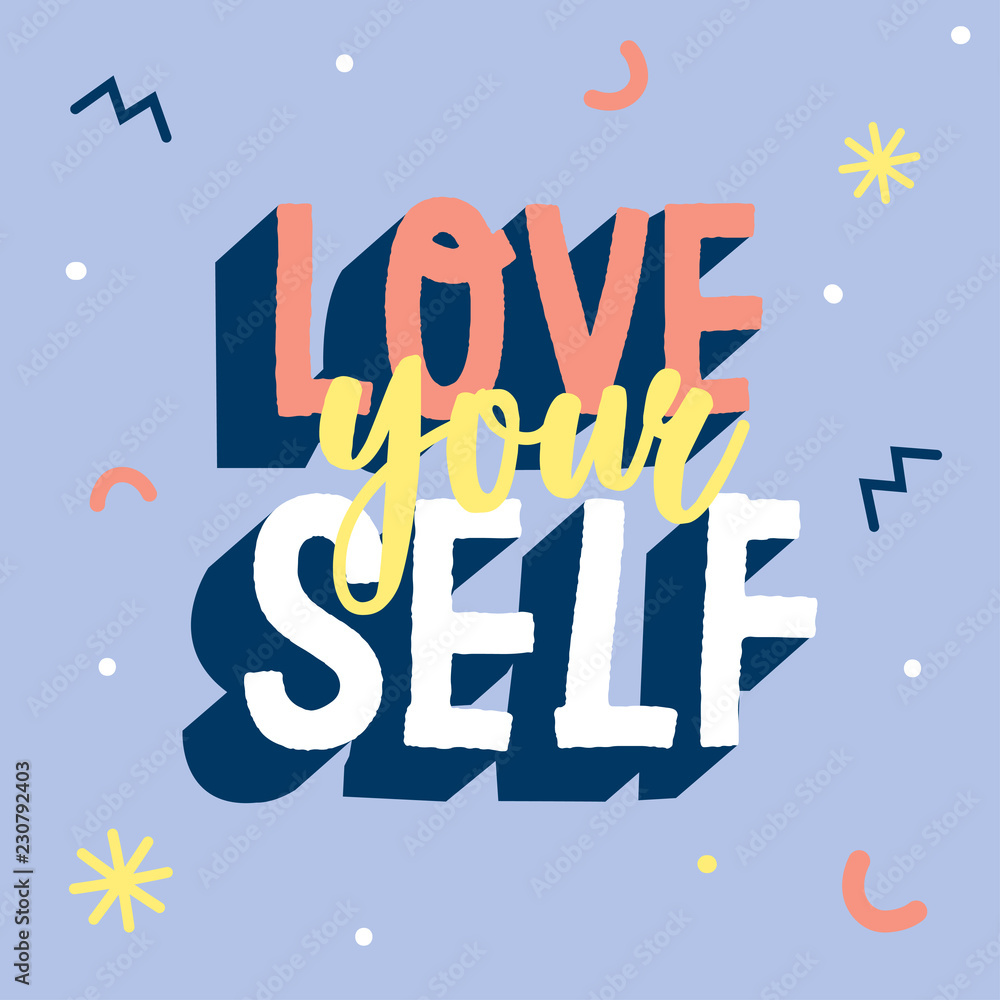 Fototapeta premium Motivational typography poster with cool quote. Isolated on color background. Trendy and cute lettering. Perfect for t shirt design, posters, stickers, banners, cards. Scandinavian style.