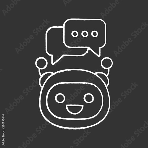 Chatbot with speech bubbles chalk icon