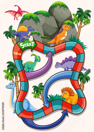 Many dinosaur board game template