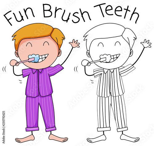 A boy brushing teeth