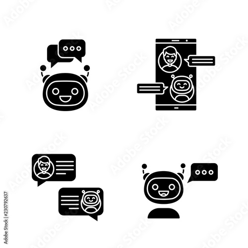 Chatbots glyph icons set