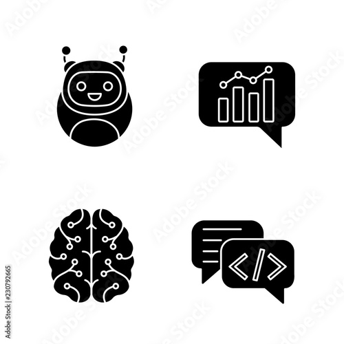 Chatbots glyph icons set