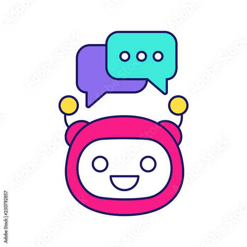 Chatbot with speech bubbles color icon