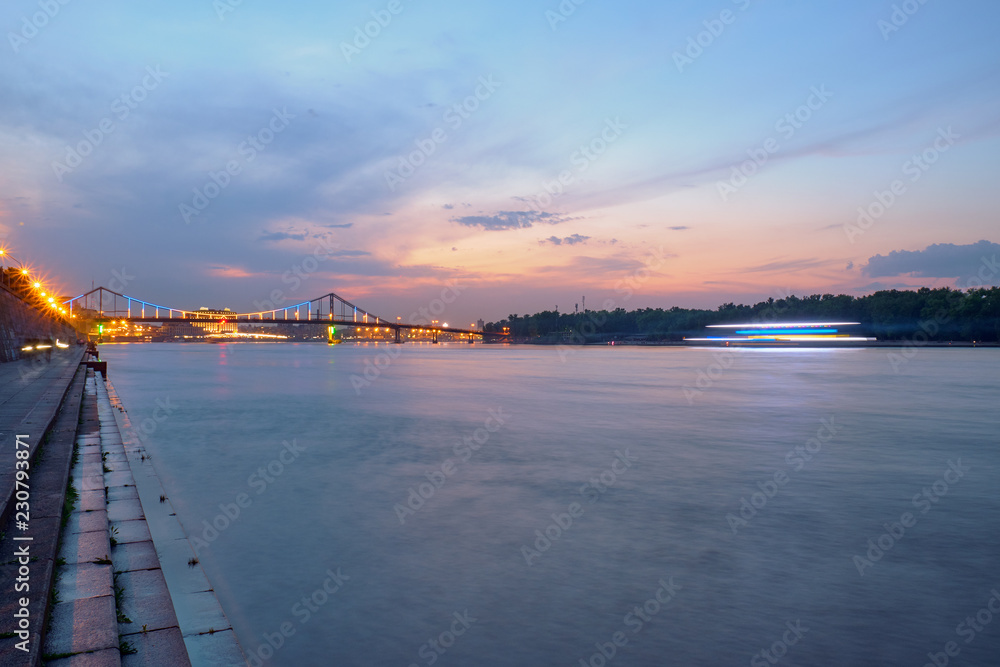 View on Kyiv during sunset. City landscape.