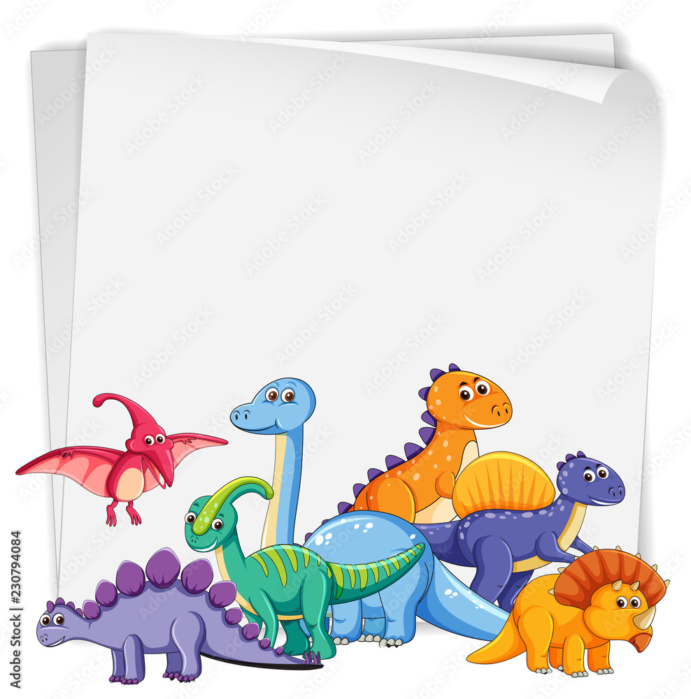 Dinosaur on blank paper