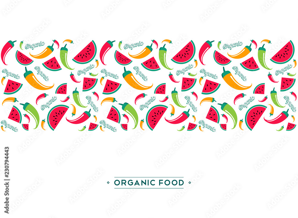 Obraz premium Organic food vegetable and fruit pattern background