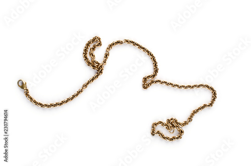Gold chain isolated on white background.