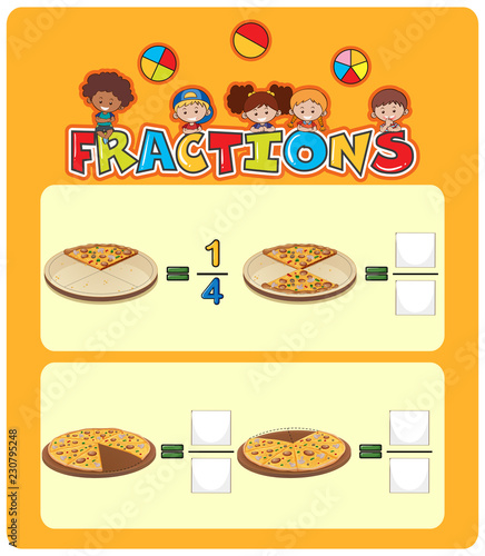 Pizza fractions math worksheet